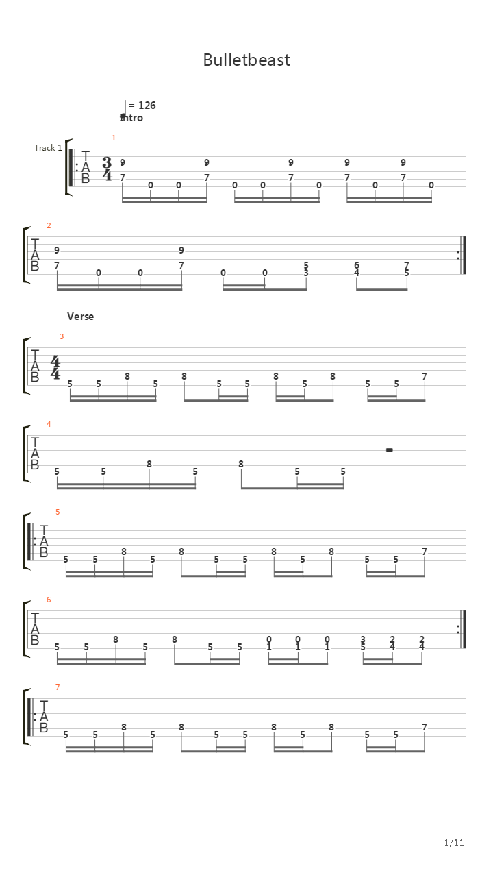 Bulletbeast吉他谱
