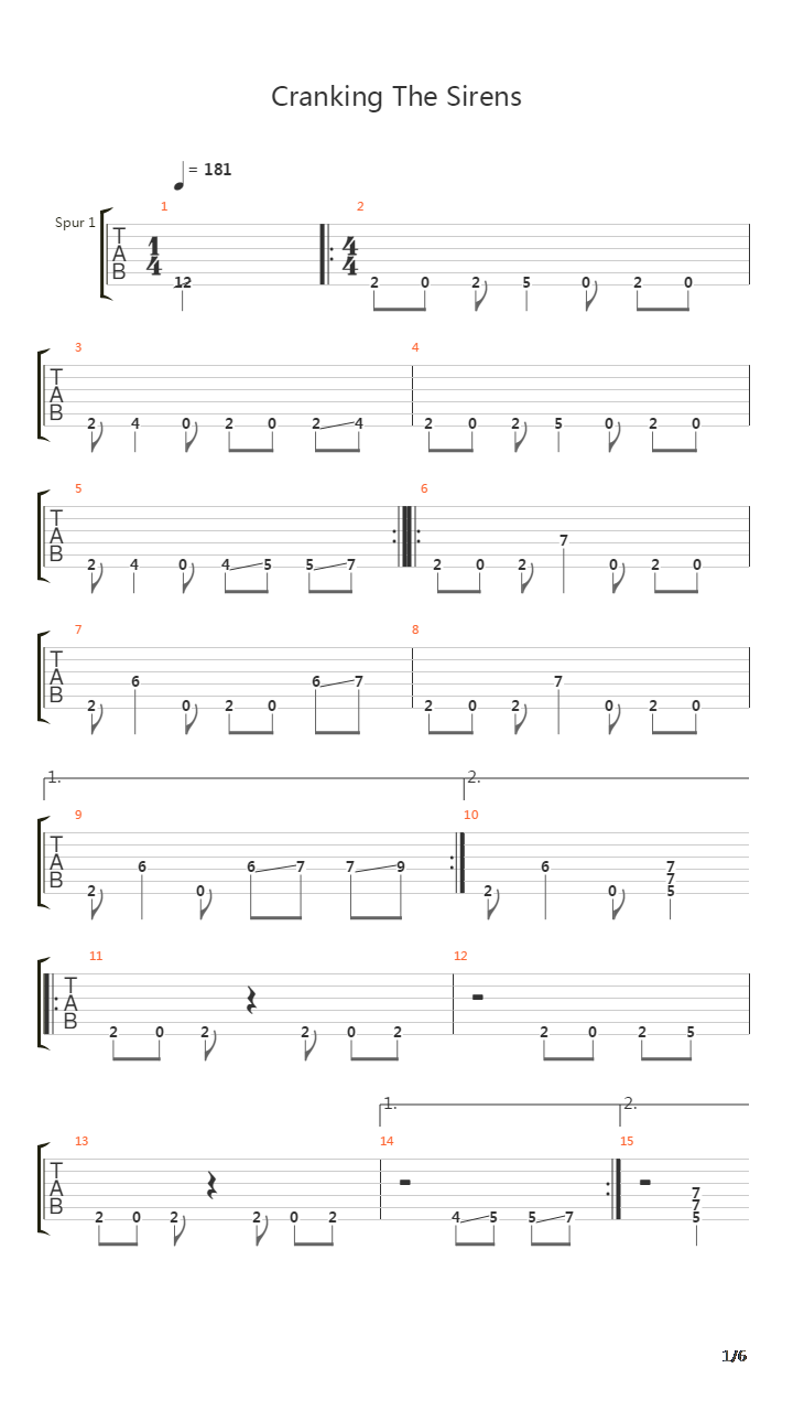 Cranking The Sirens吉他谱