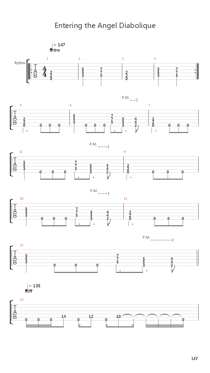 Entering The Angel Diabolique吉他谱