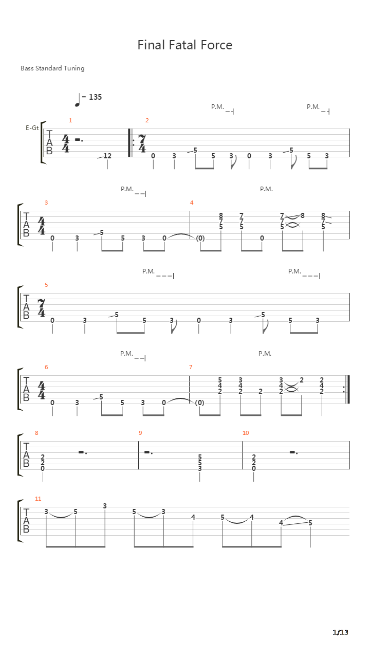 Final Fatal Force吉他谱