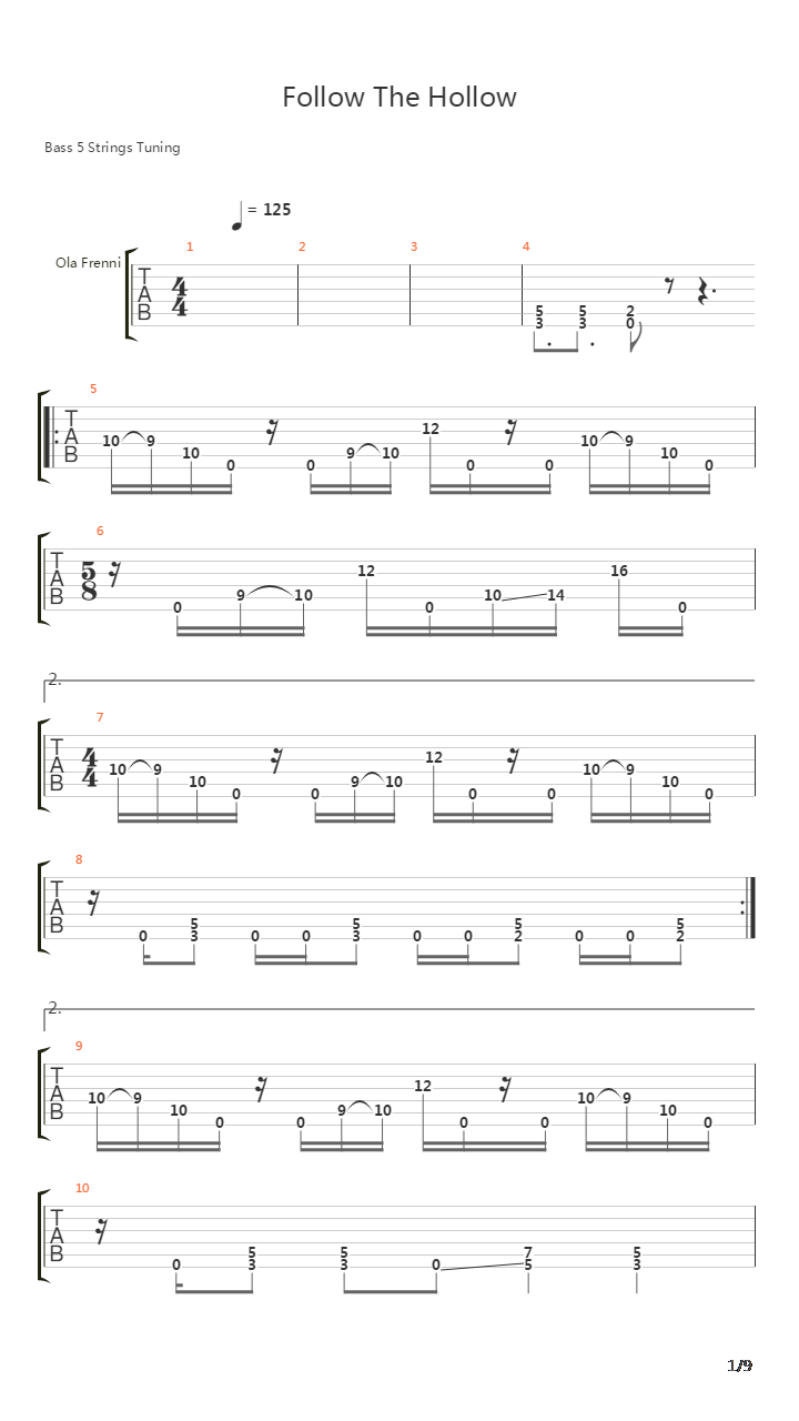 Follow The Hollow吉他谱