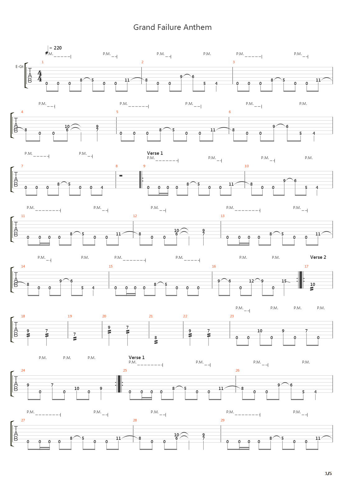 Grand Failure Anthem吉他谱