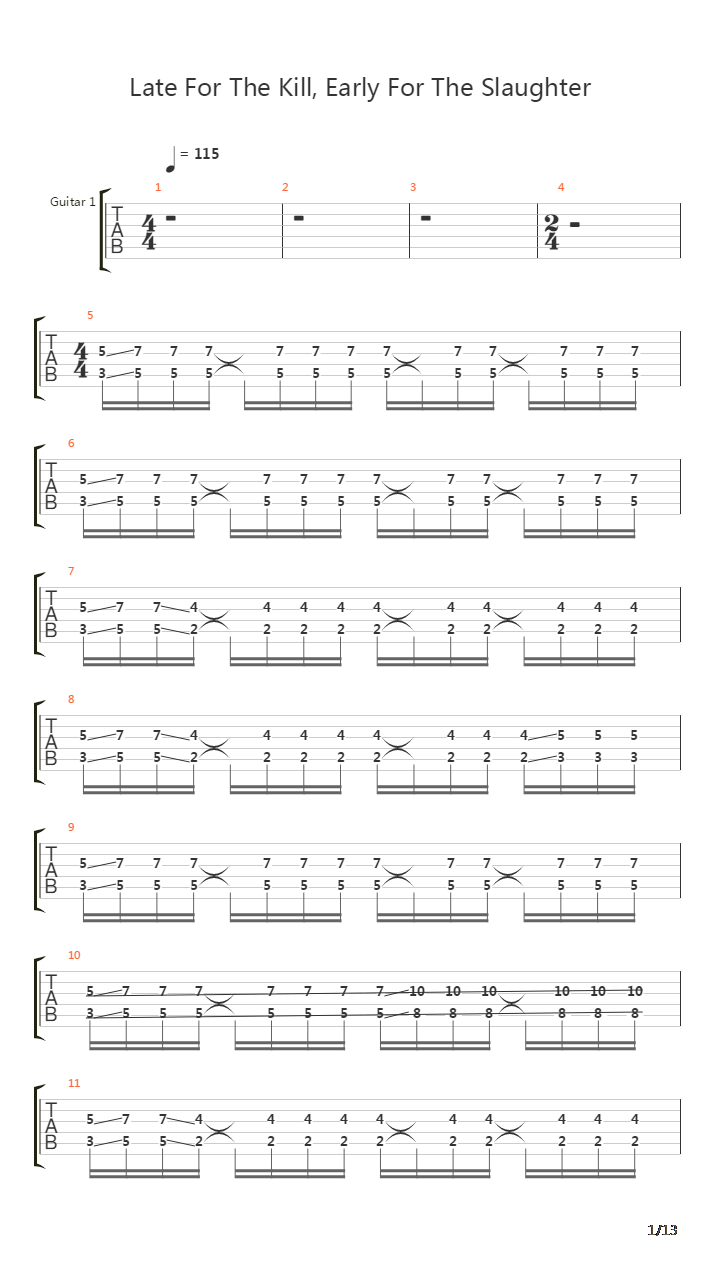 Late For The Kill Early For The Slaughter吉他谱