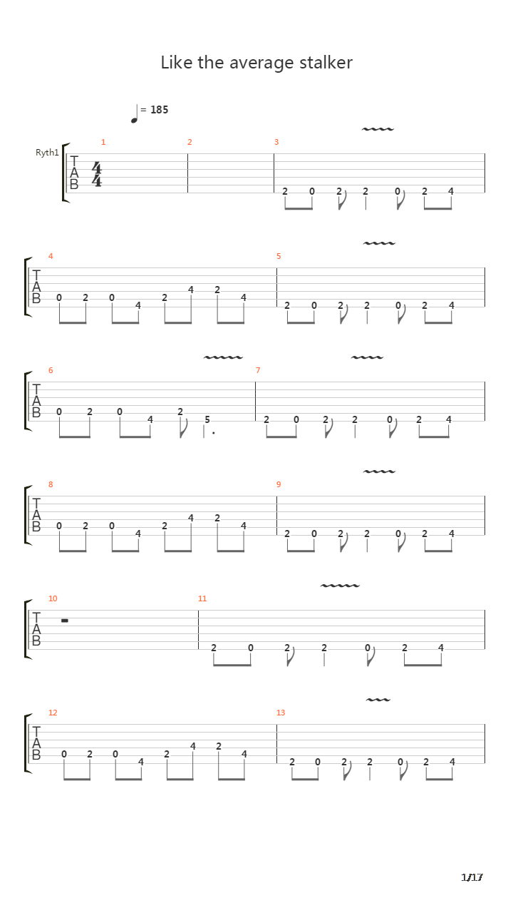 Like The Average Stalker吉他谱