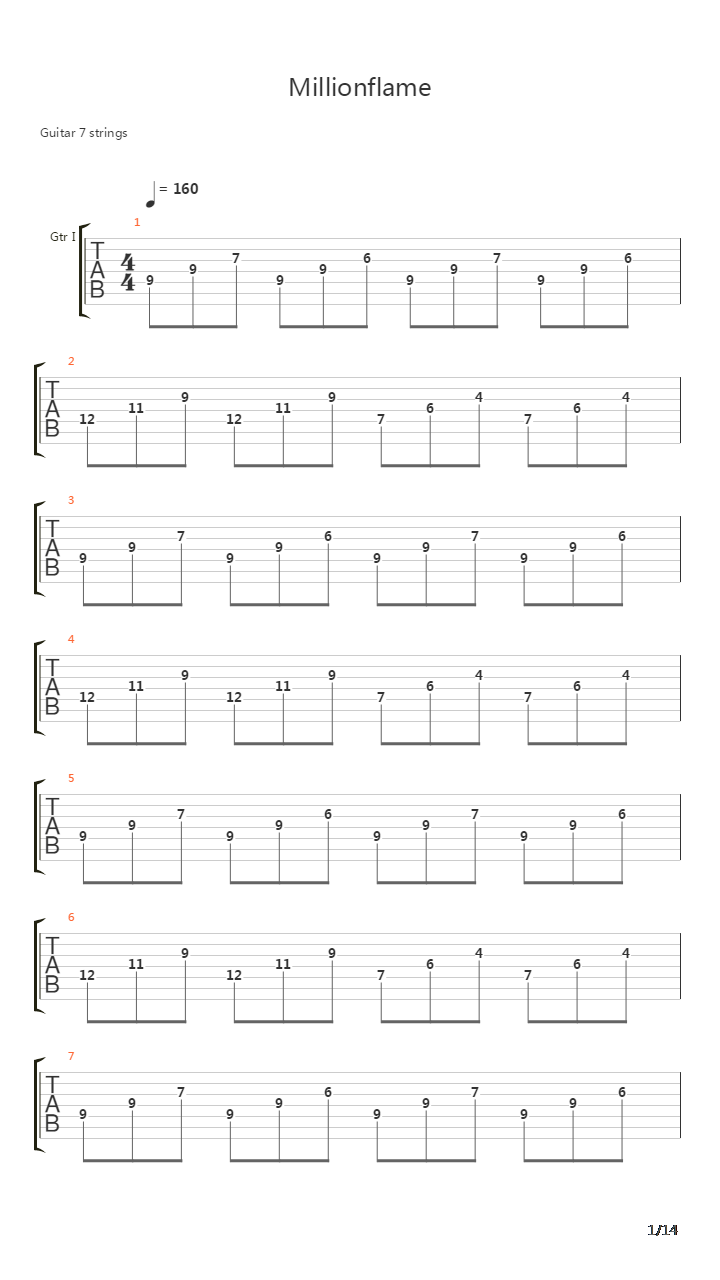 Millionflame吉他谱