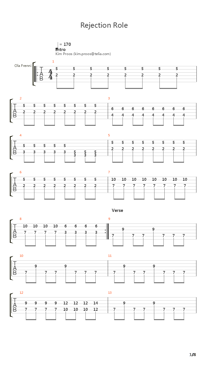 Rejection Role吉他谱