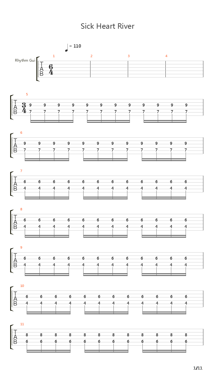 Sick Heart River吉他谱
