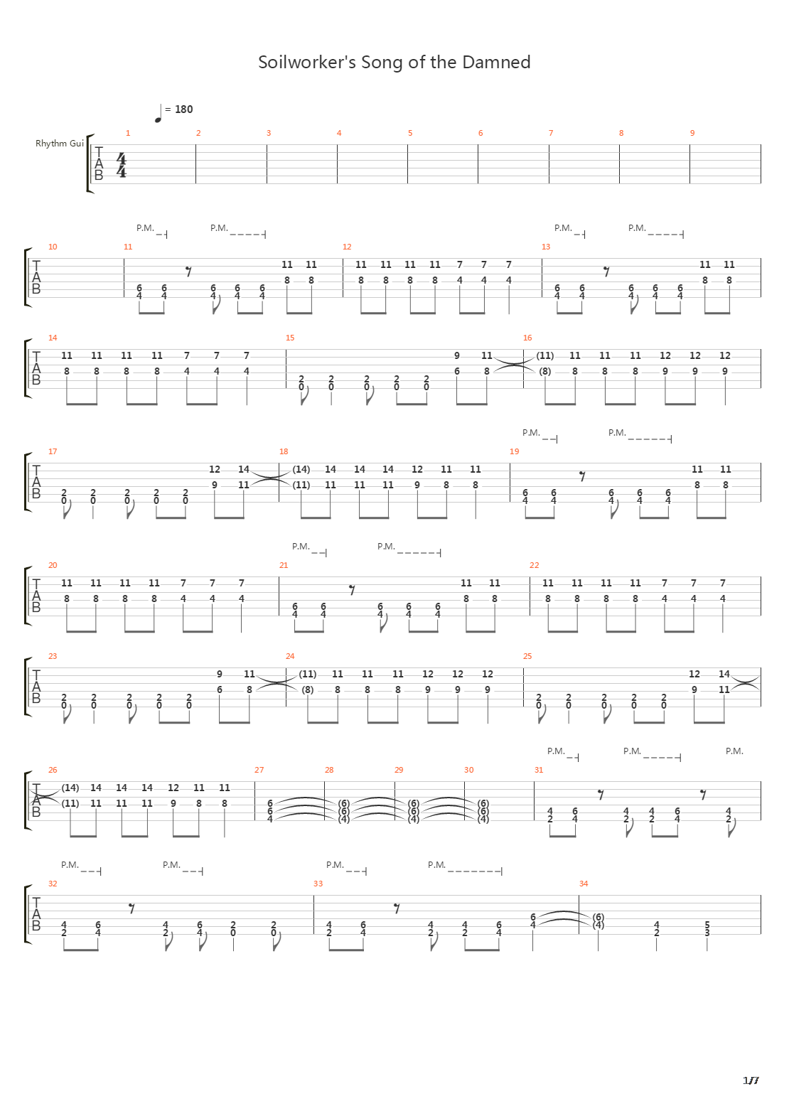 Soilworkers Song Of The Damned吉他谱