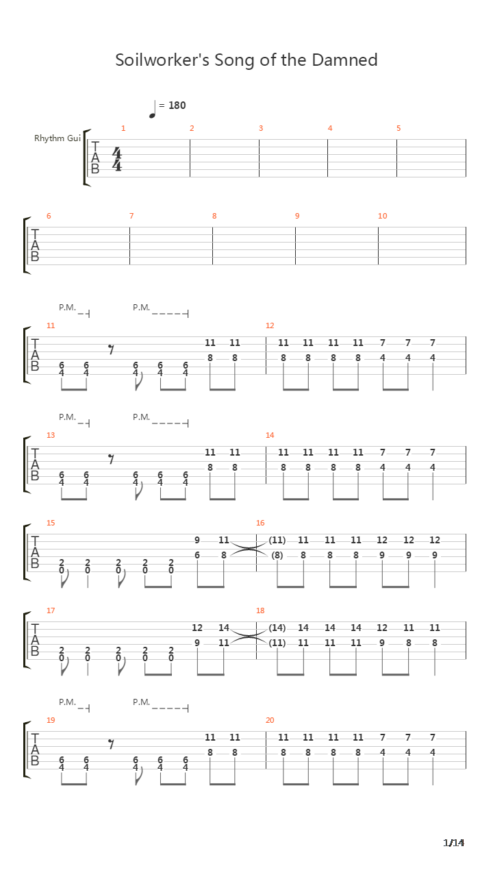 Soilworkers Song Of The Damned吉他谱