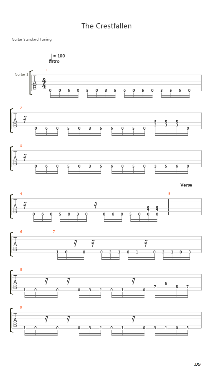 The Crestfallen吉他谱