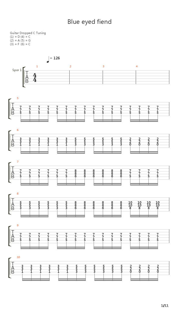 Blue Eyed Fiend吉他谱