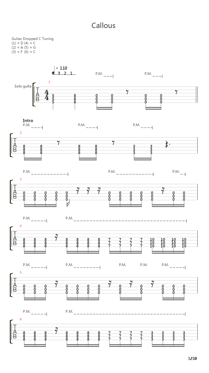 Callous吉他谱
