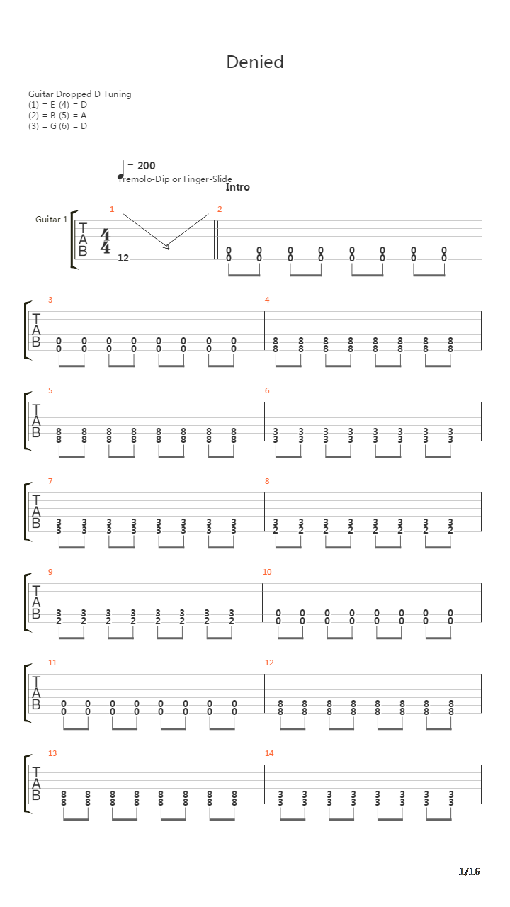 Denied吉他谱