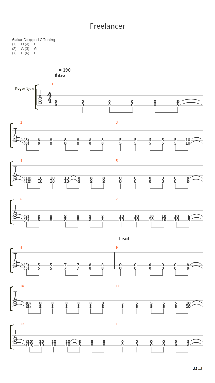 Freelancer吉他谱