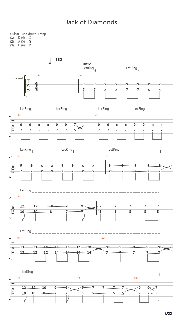 Jack Of Diamonds吉他谱