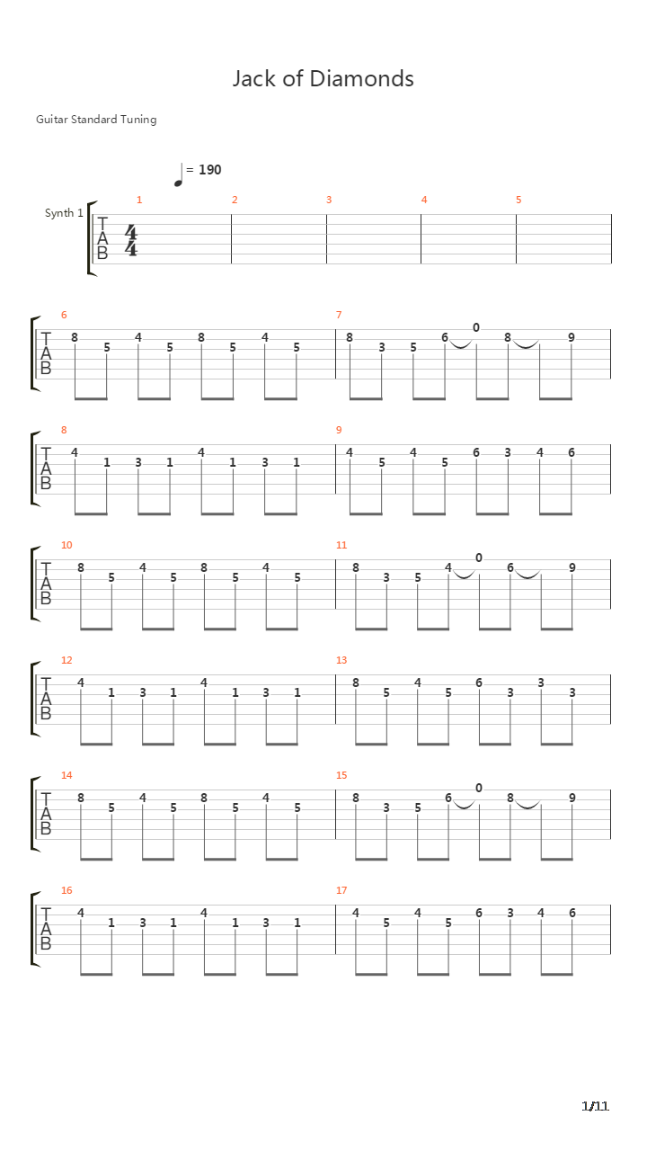 Jack Of Diamonds吉他谱