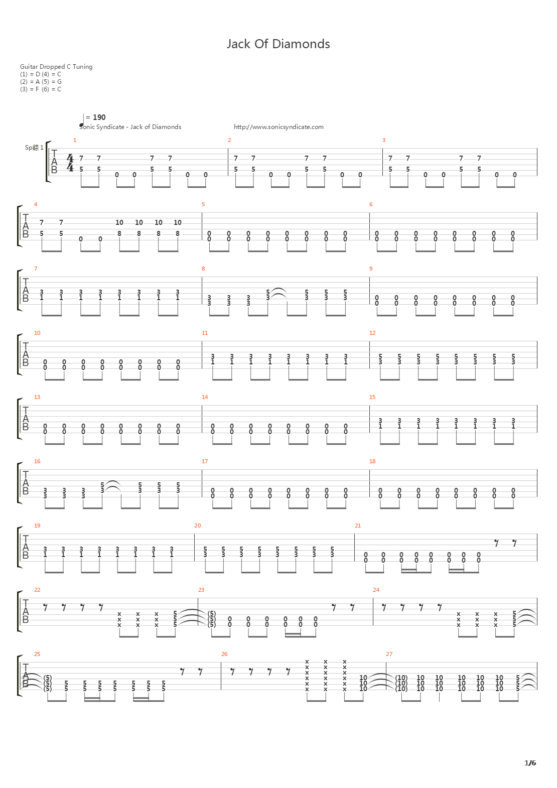 Jack Of Diamonds吉他谱