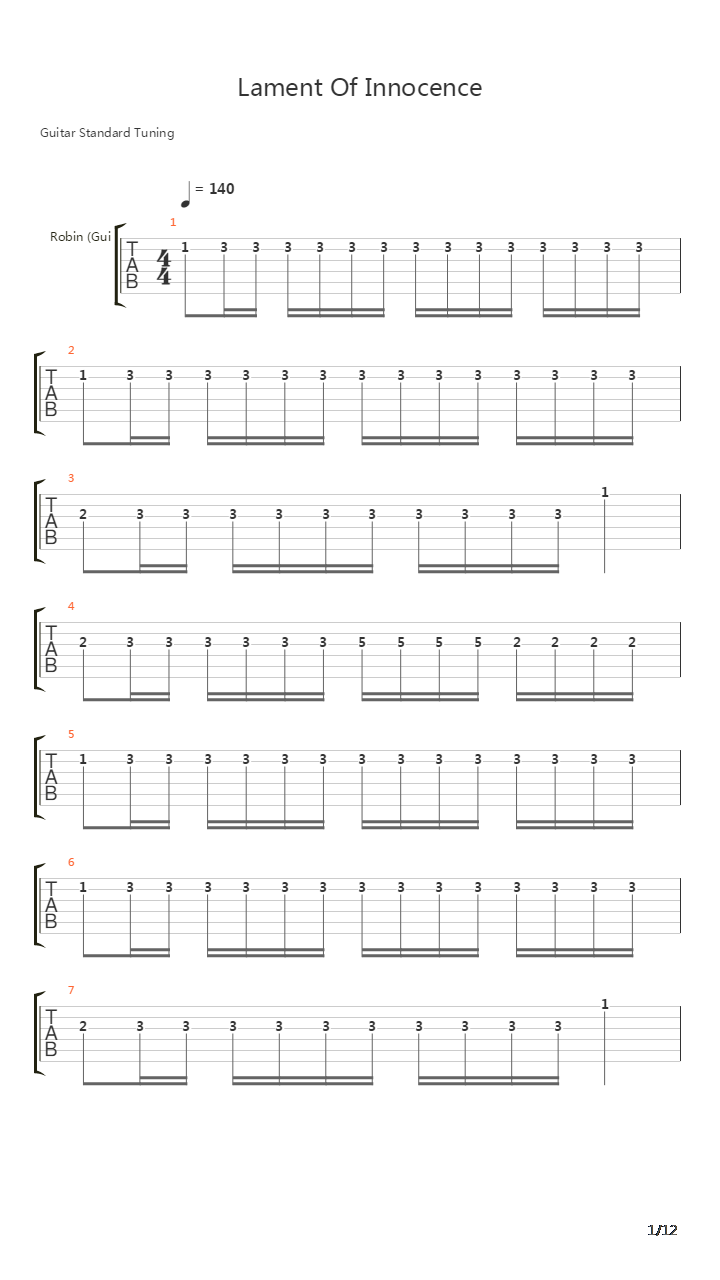 Lament Of Innocence吉他谱