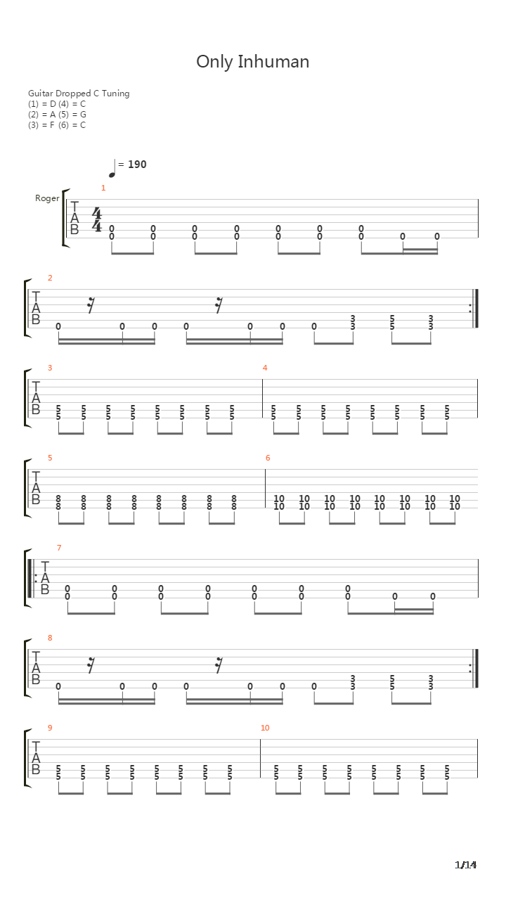 Only Inhuman吉他谱