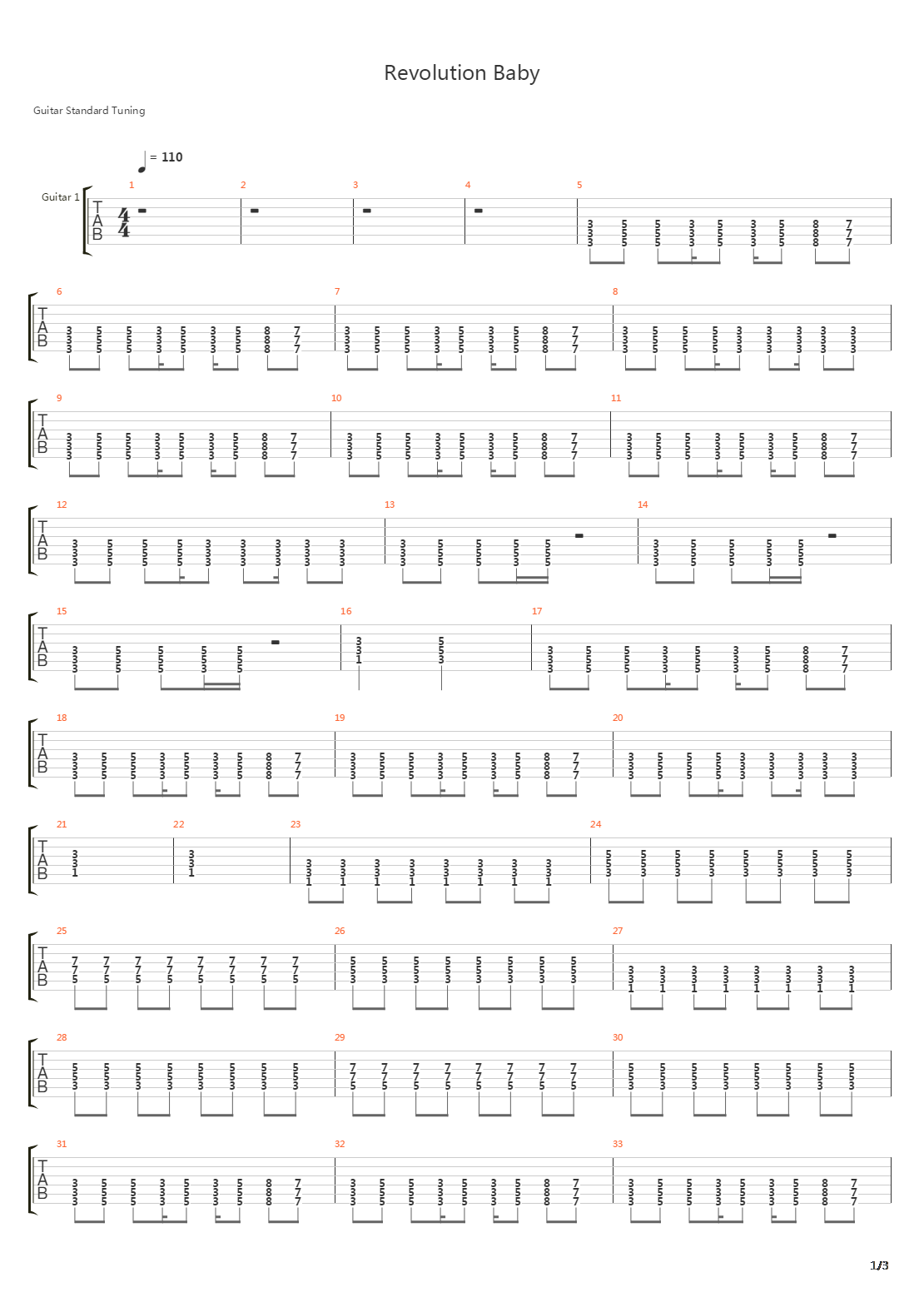 Revolution Baby吉他谱