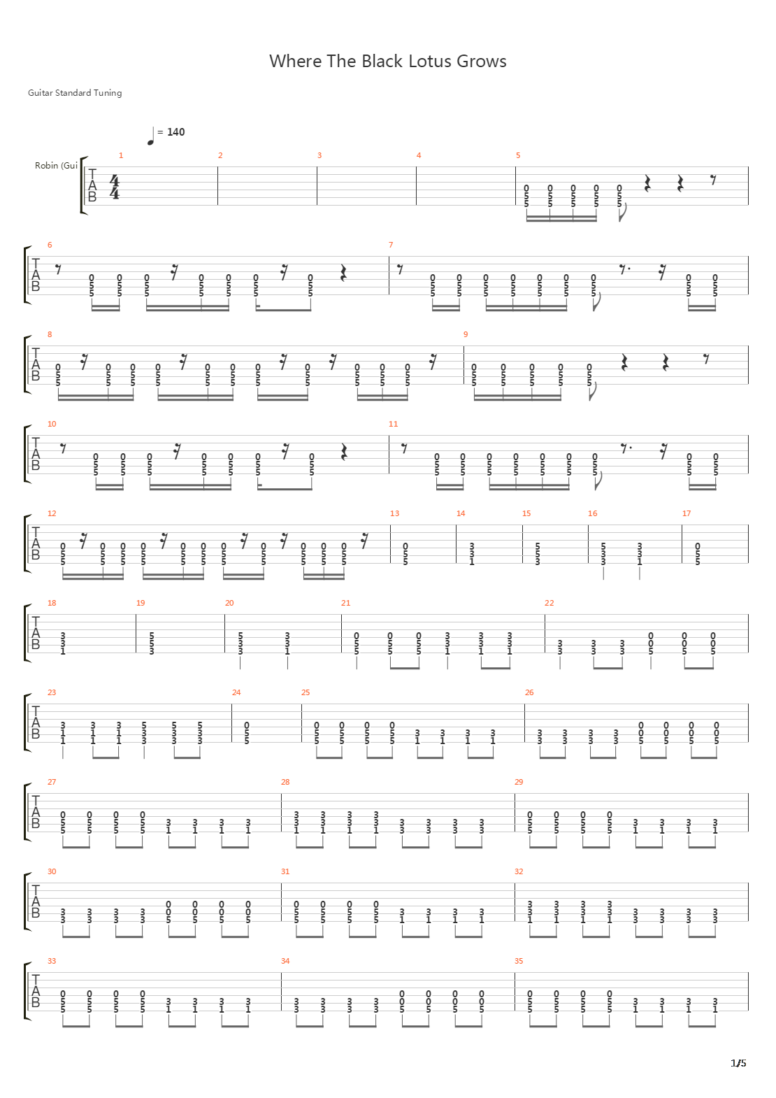 Where The Black Lotus Grows吉他谱