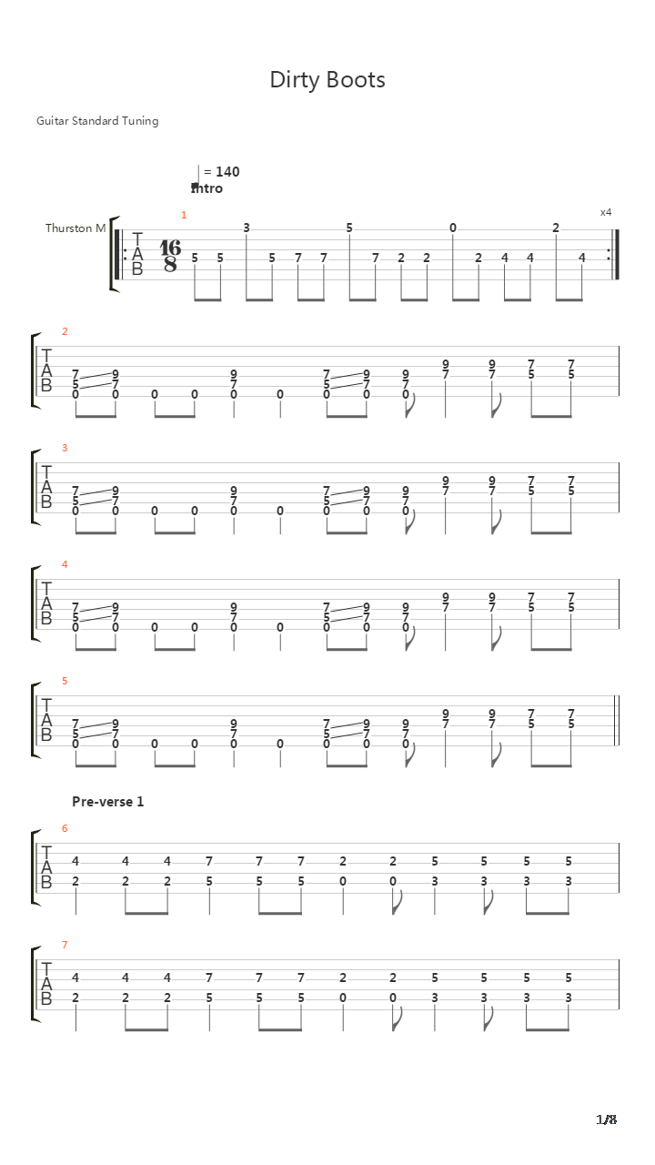 Dirty Boots吉他谱