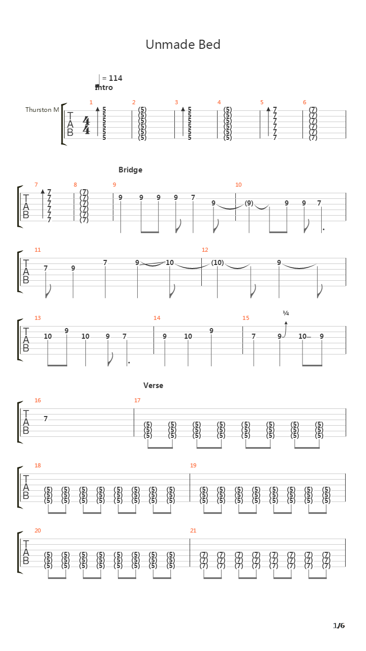 Unmade Bed吉他谱