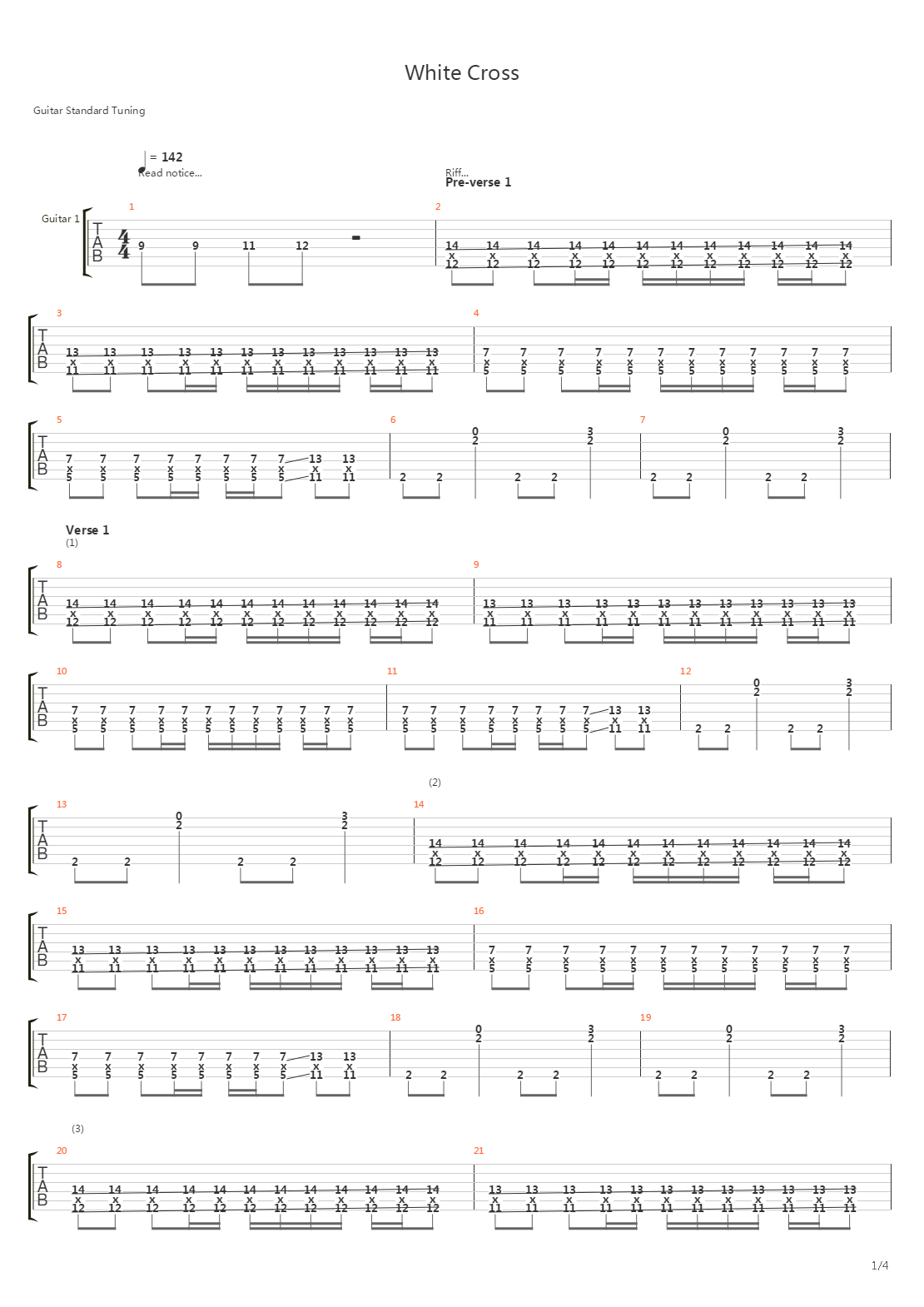 White Cross吉他谱