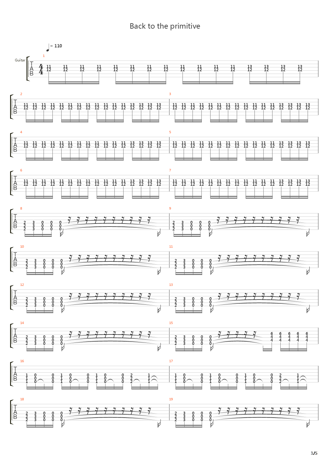 Back To The Primitive吉他谱