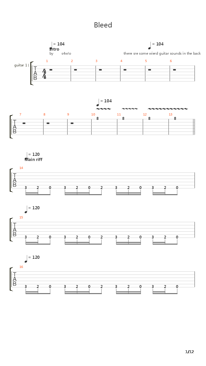 Bleed吉他谱