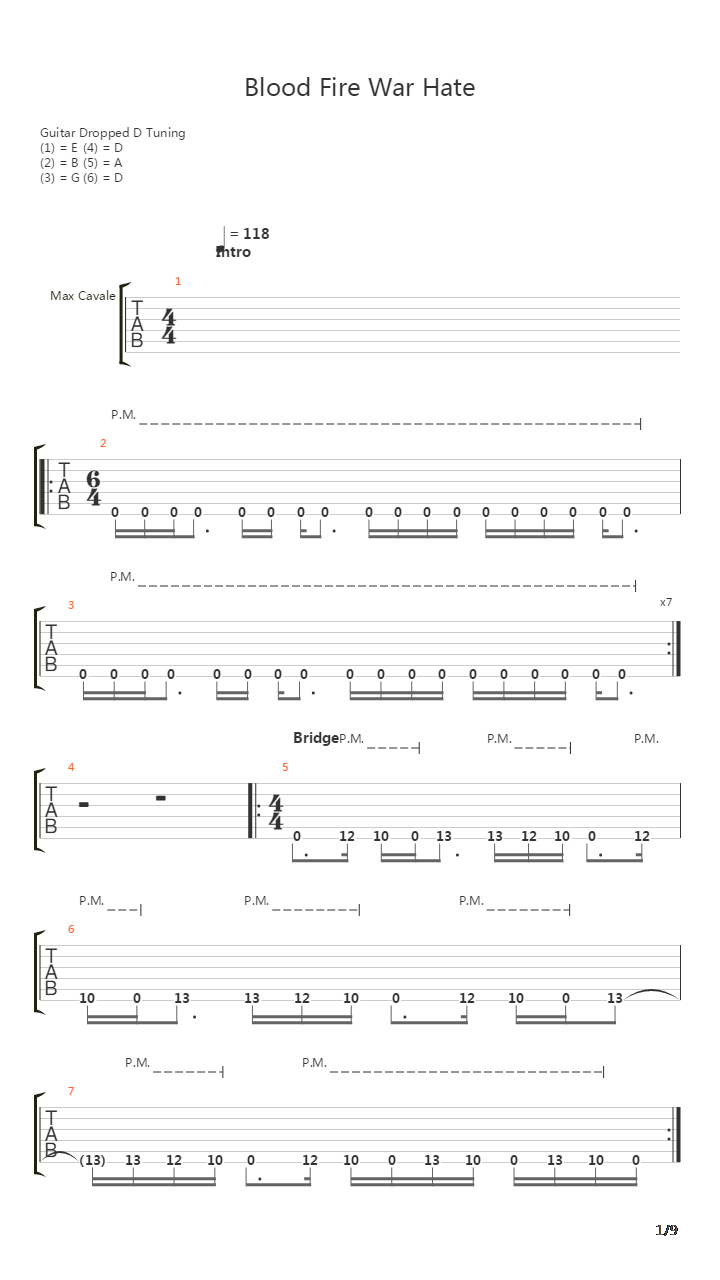 Blood Fire War Hate吉他谱