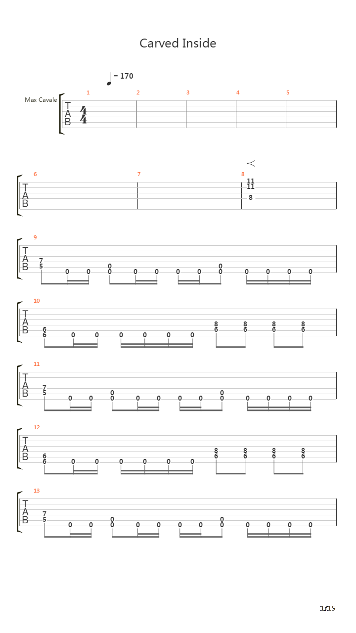 Carved Inside吉他谱