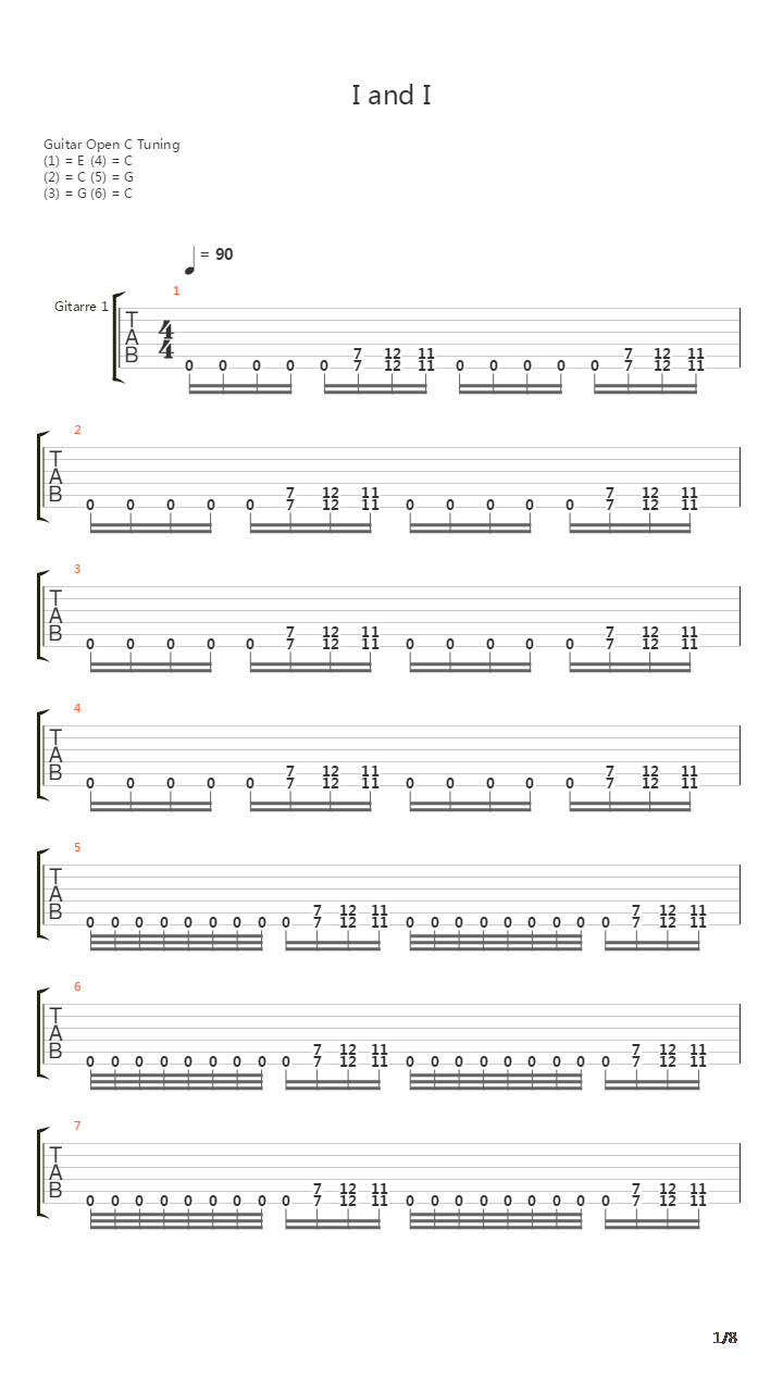 I And I吉他谱