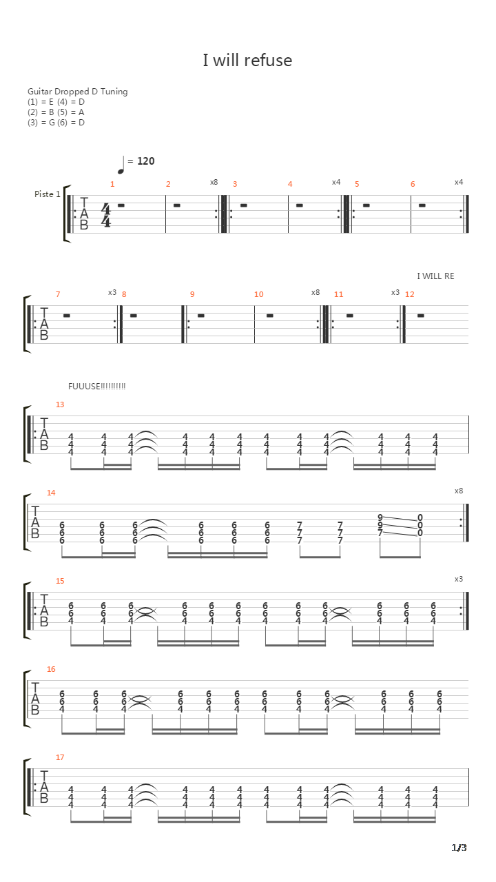 I Will Refuse吉他谱