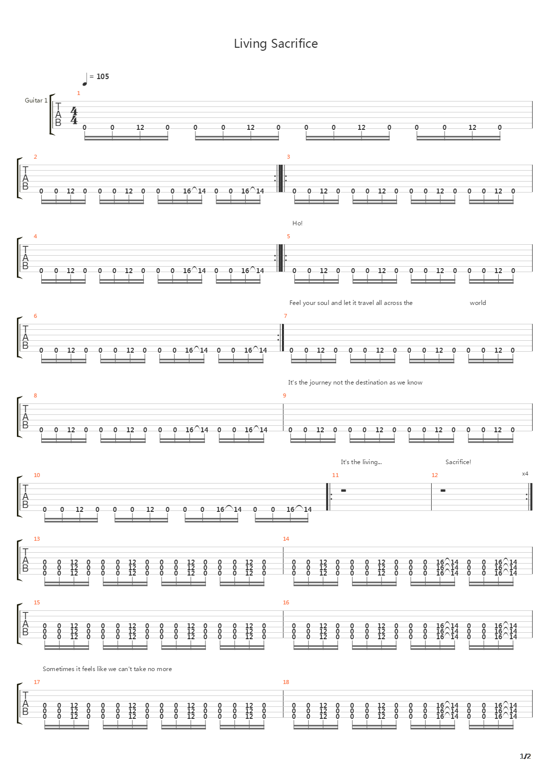 Living Sacrifice吉他谱