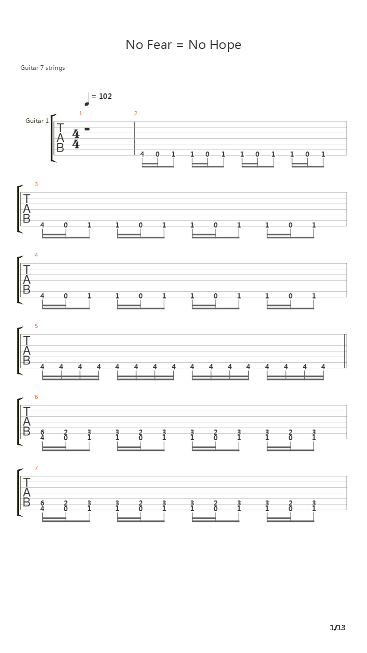 No Fear No Hope吉他谱