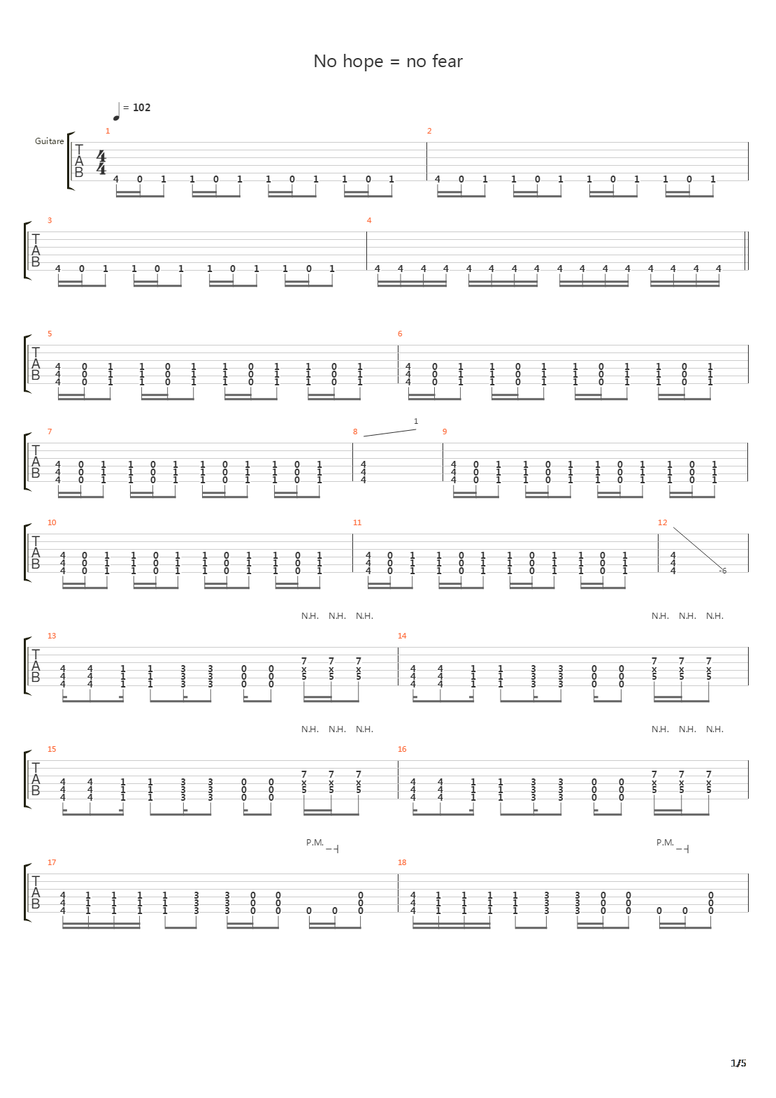 No Hope No Fear吉他谱