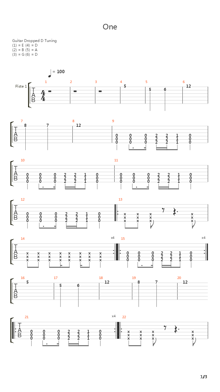 One吉他谱