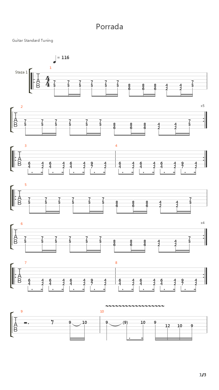 Porrada吉他谱