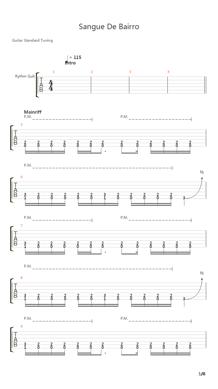 Sangue De Bairro吉他谱