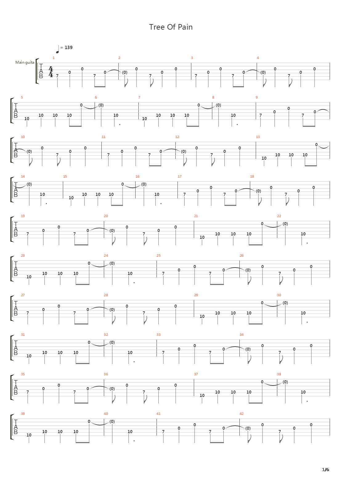 Tree Of Pain吉他谱