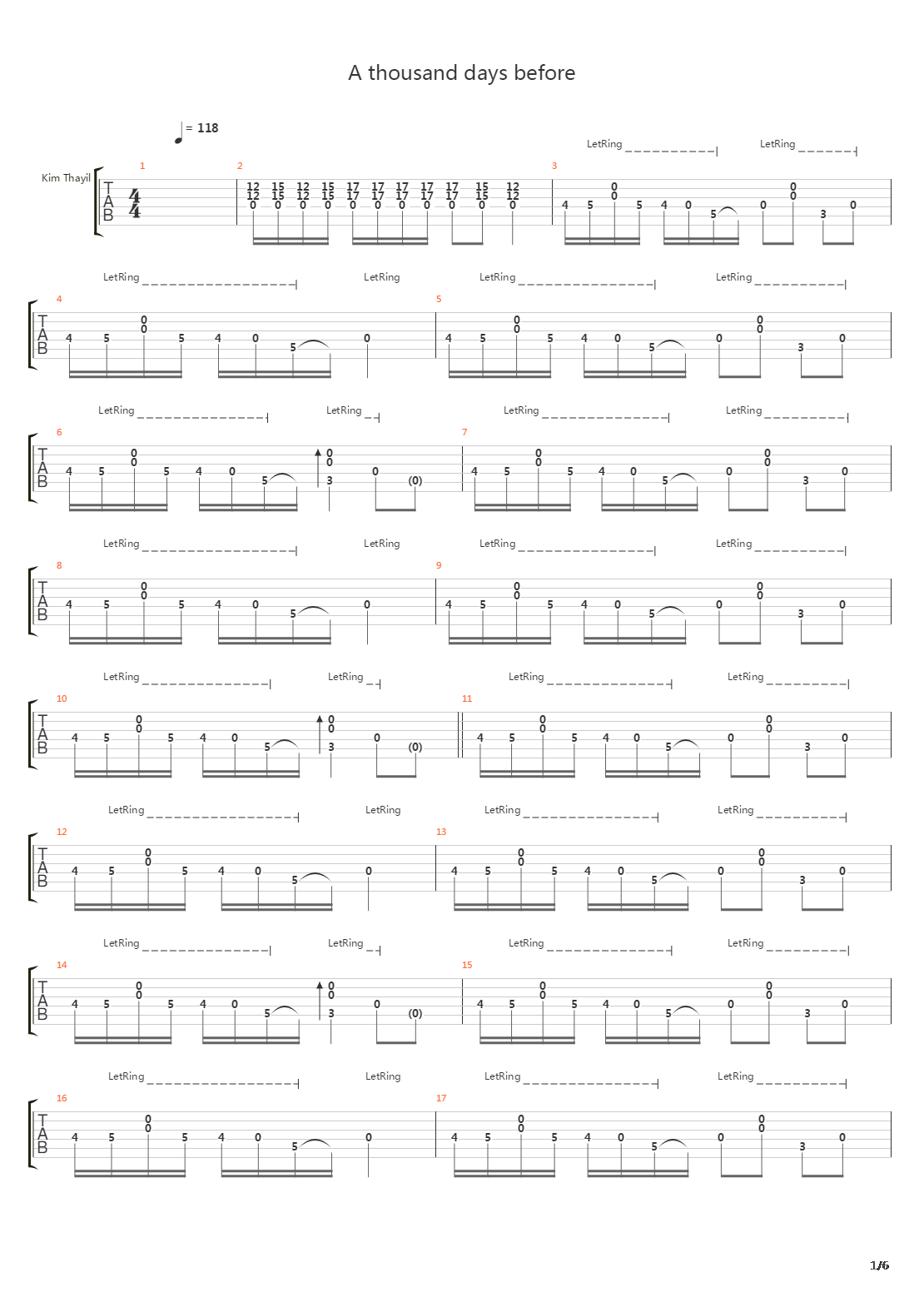 A Thousand Days Before吉他谱