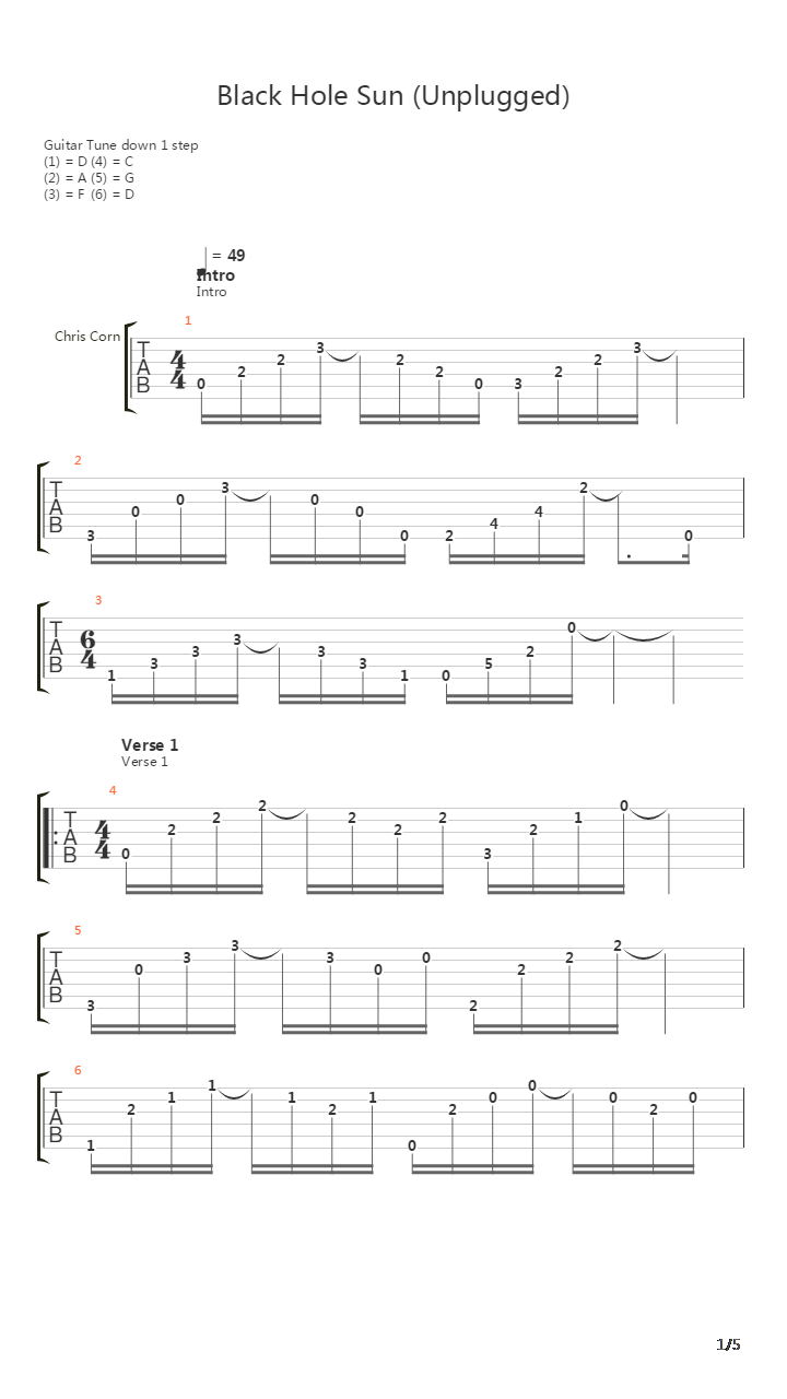 Black Hole Sun吉他谱