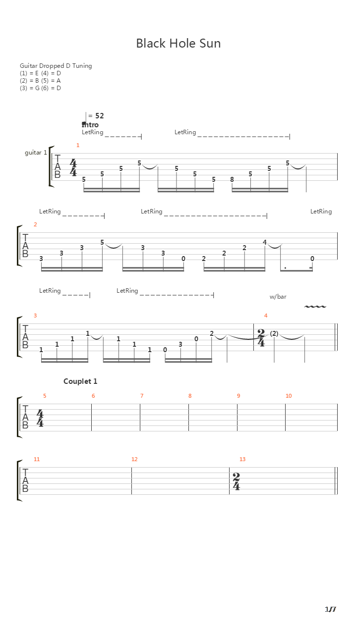 Black Hole Sun吉他谱