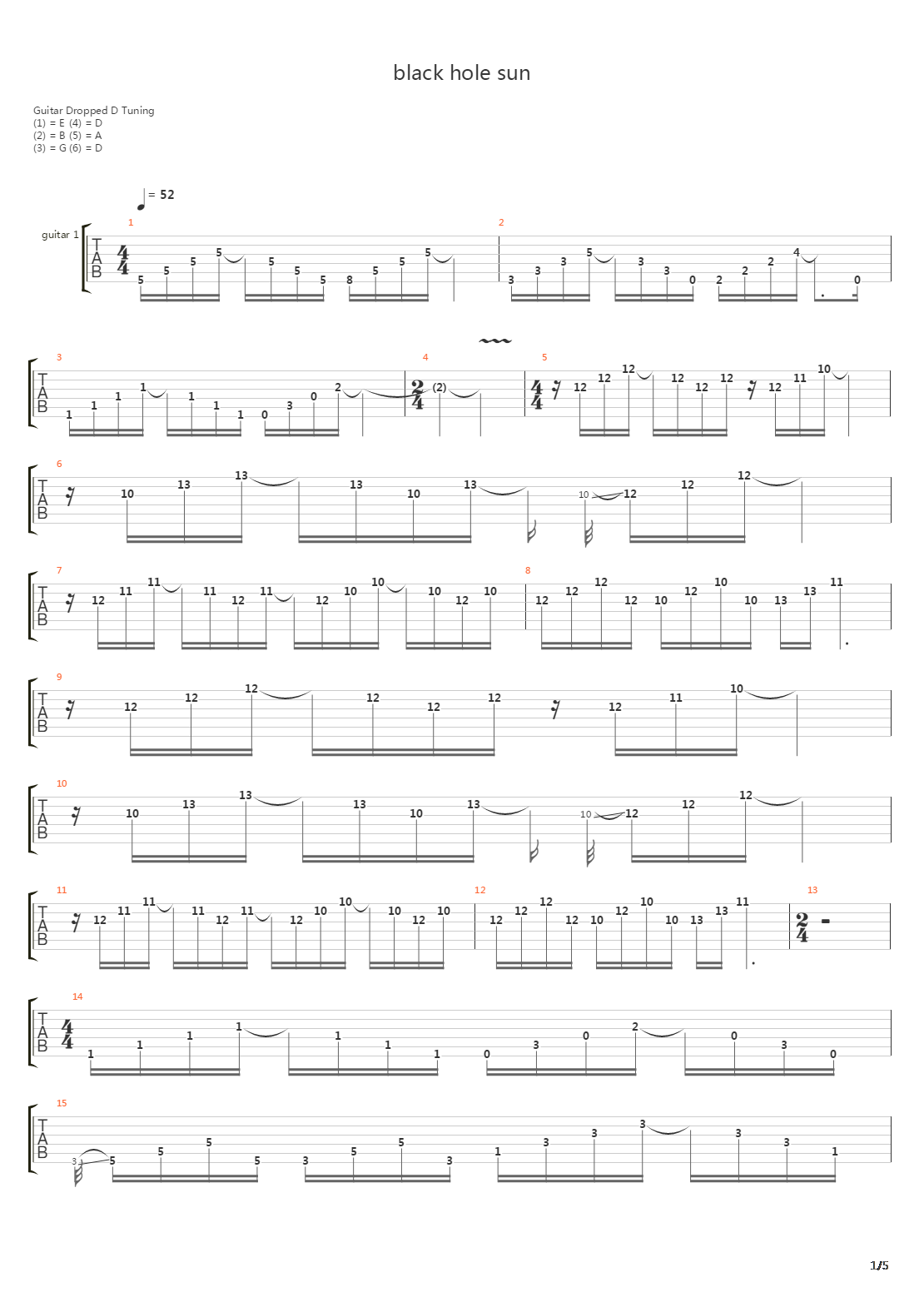 Black Hole Sun吉他谱