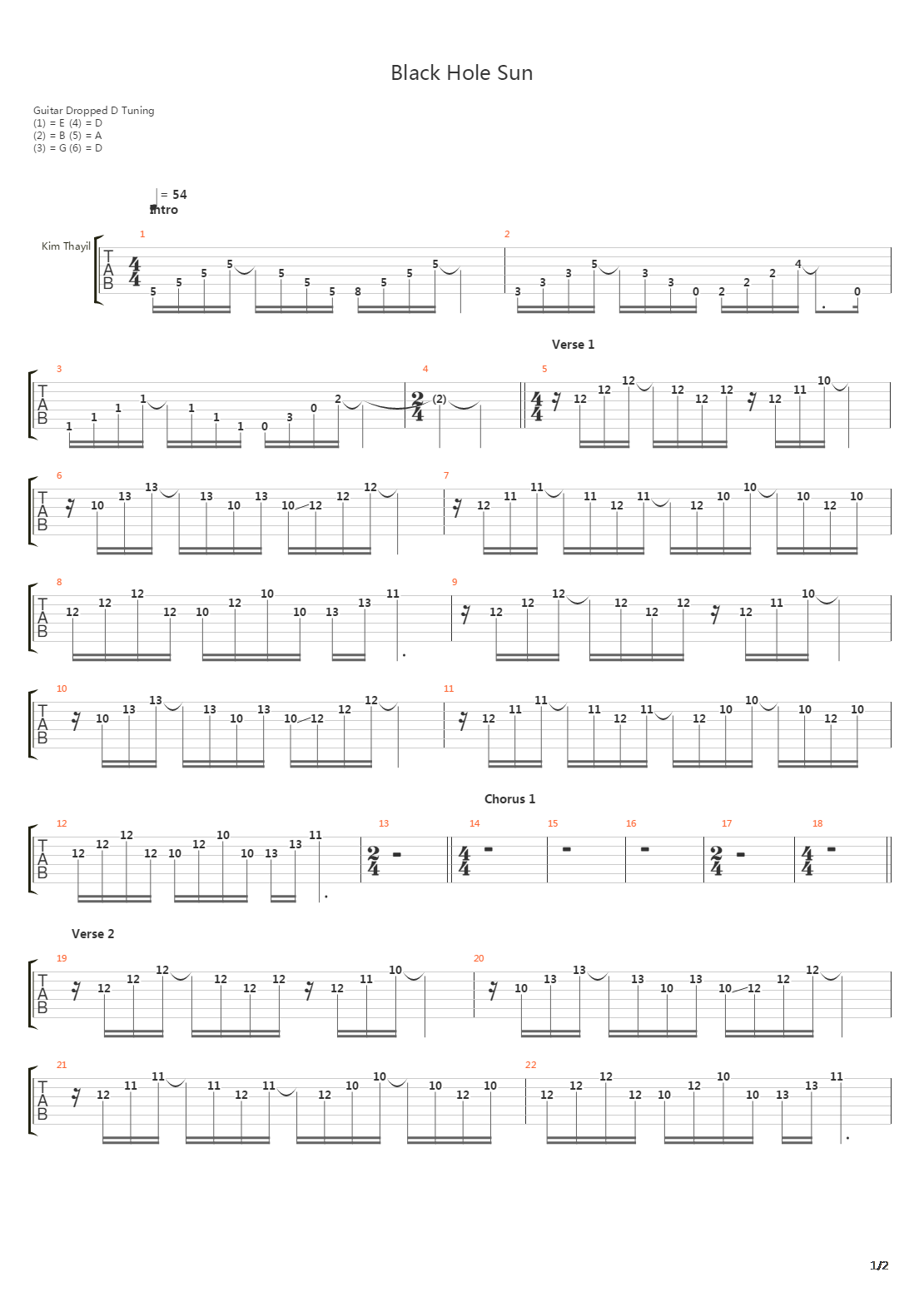 Black Hole Sun吉他谱