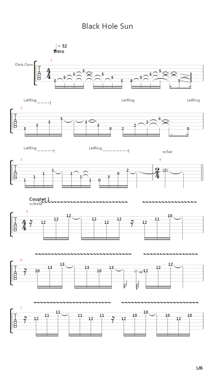 Black Hole Sun吉他谱