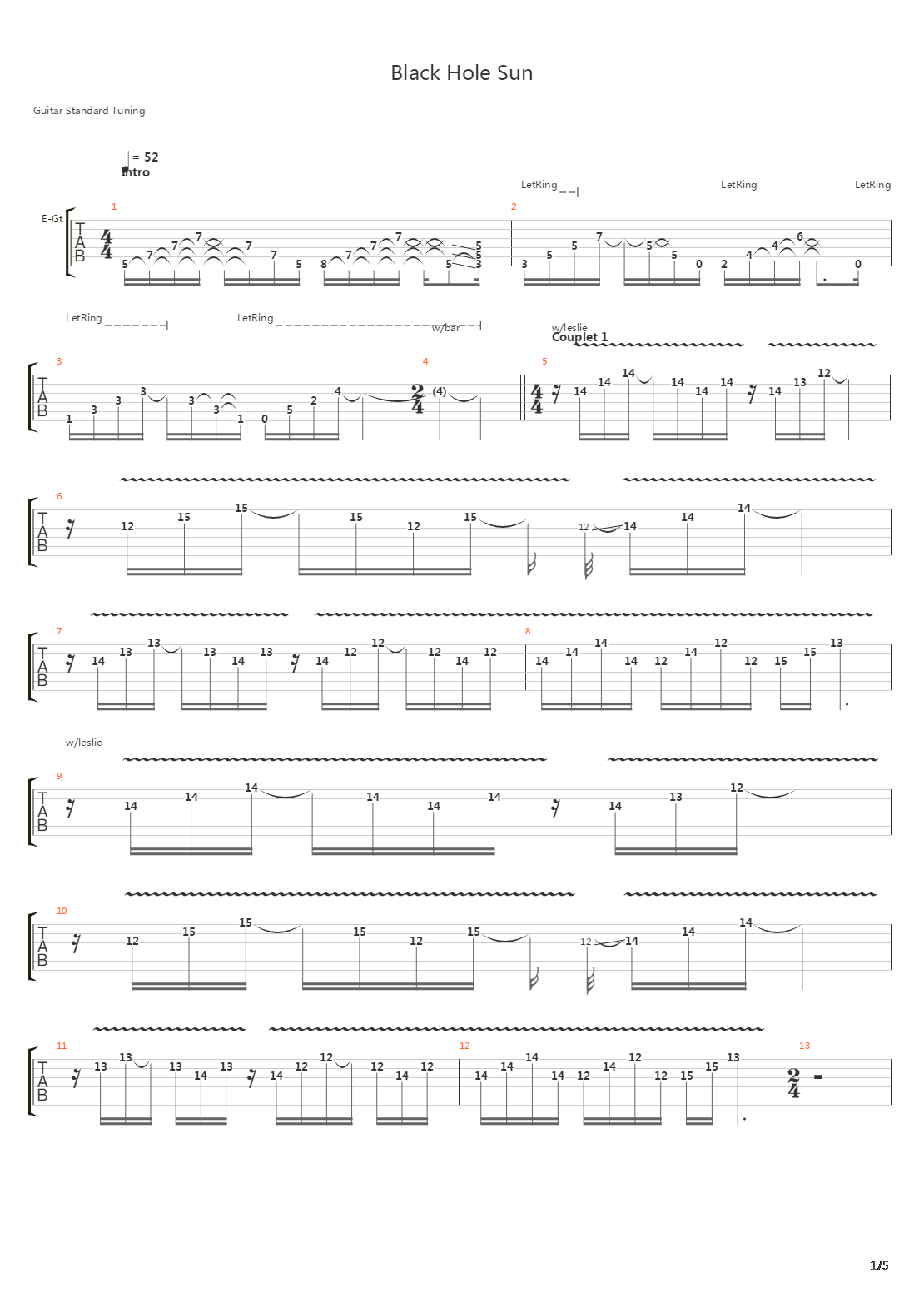 Black Hole Sun吉他谱
