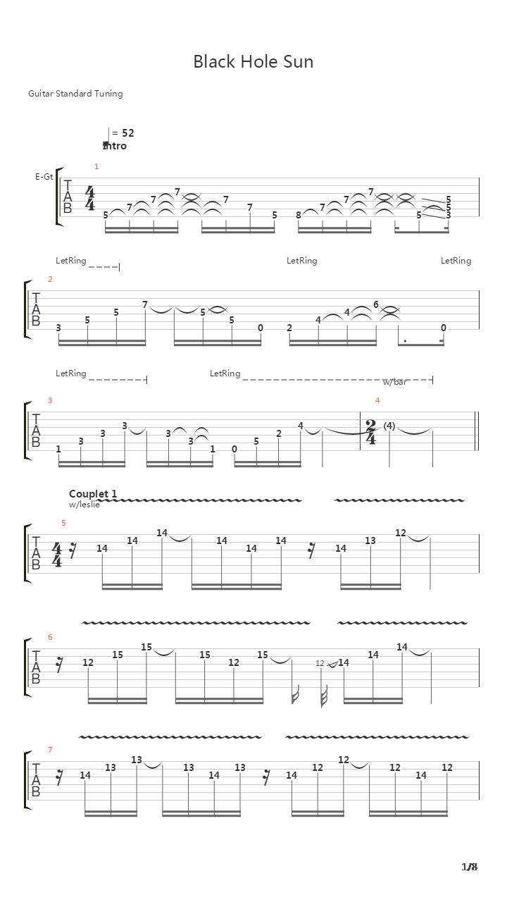 Black Hole Sun吉他谱