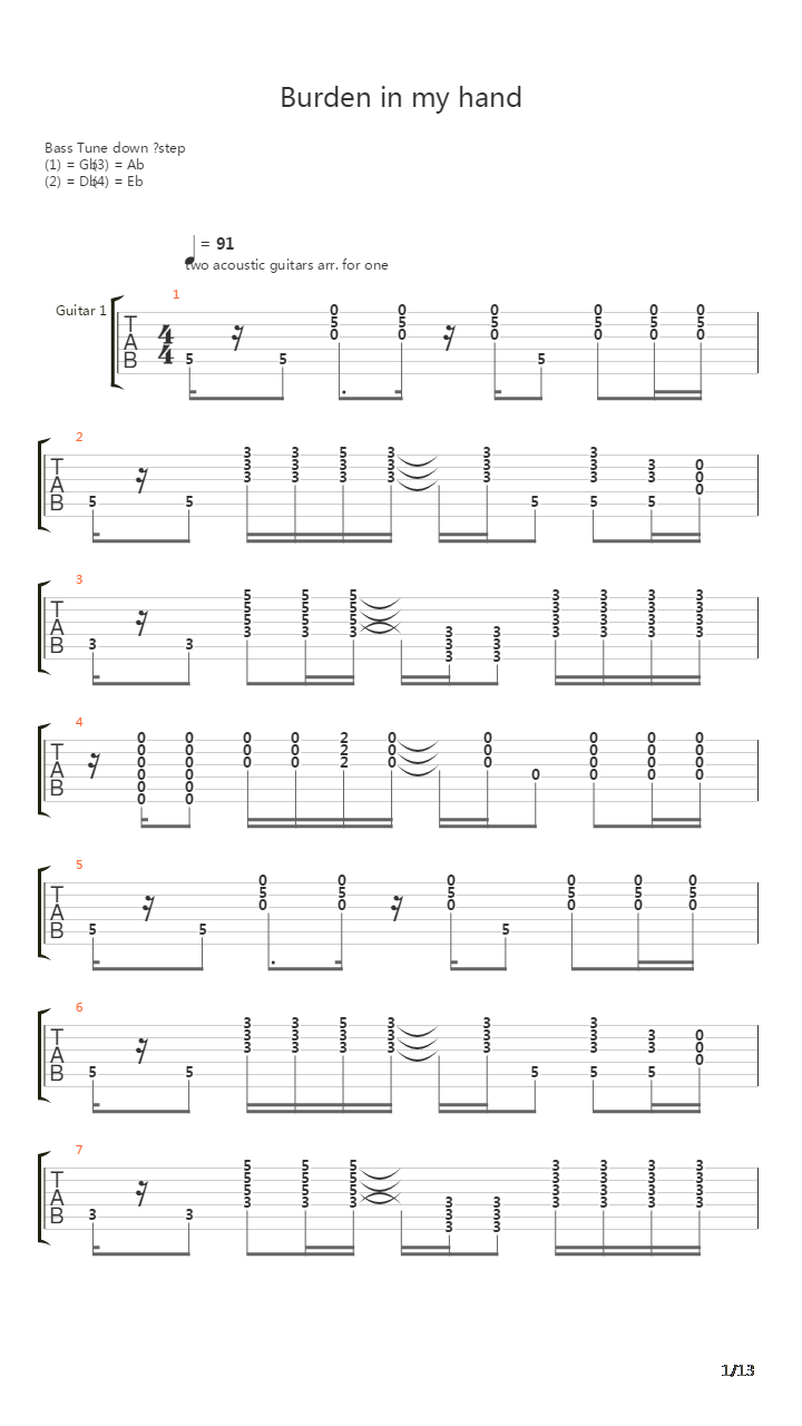 Burden In My Hand吉他谱